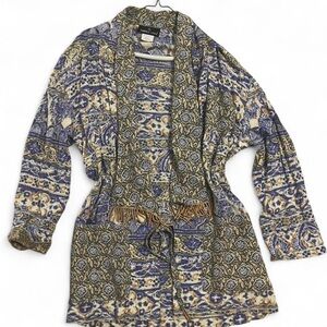 Carole Little Blue and Cream Patterned Robe